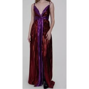 Sabina Musayev Women's Red Purple Kaia Two-Tone Foil Maxi Dress XL